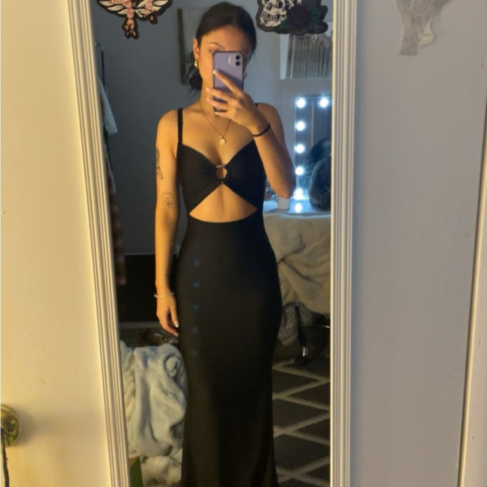 Elegant Black Cut-Out Dress